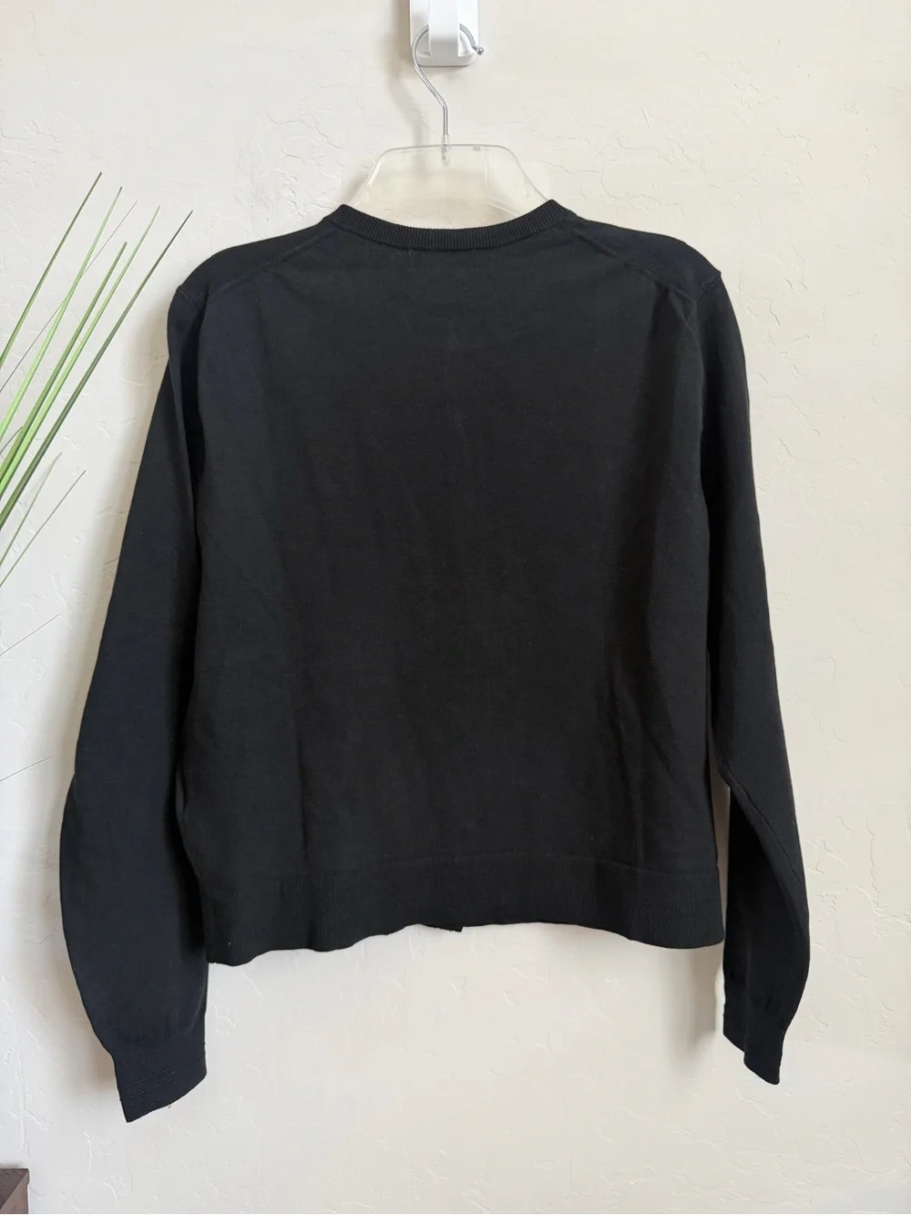 NWT J.Crew Jackie Cardigan Sweater Black Cotton Blend Size Large | Repaired Seam